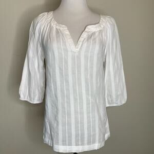 Merona White Cotton Cottagecore  Popover Top Blouse Sz XS
